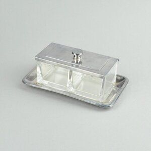 Wellner Drp Ang. Jam Jar - Glass - Alpacca Heavy Silver Plated  Vintage 4 pieces